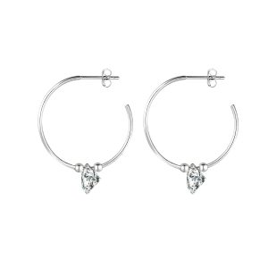 2 Carat Women Silver Moissanite Hoop Earrings - Cristiera