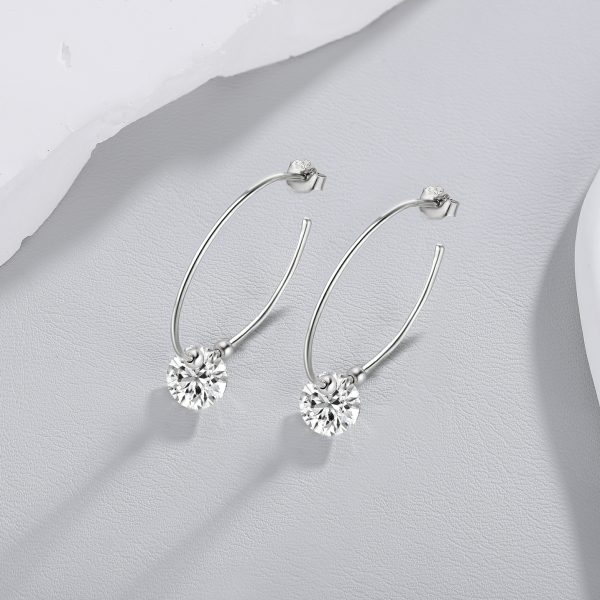 2 Carat Women Silver Moissanite Hoop Earrings - Cristiera - Image 8